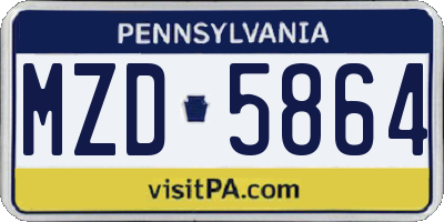 PA license plate MZD5864