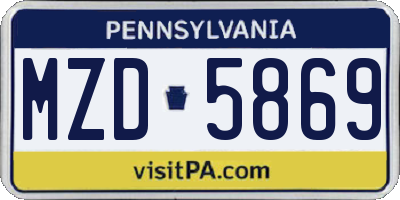 PA license plate MZD5869