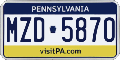 PA license plate MZD5870