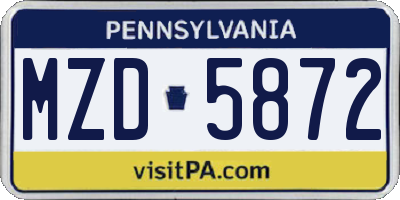 PA license plate MZD5872