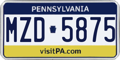 PA license plate MZD5875