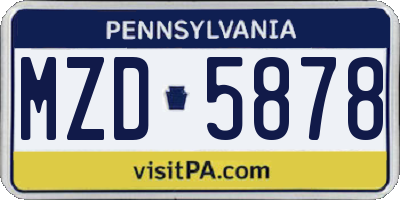 PA license plate MZD5878