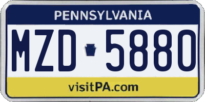 PA license plate MZD5880