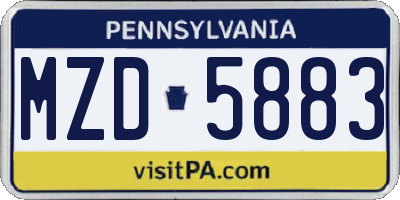 PA license plate MZD5883