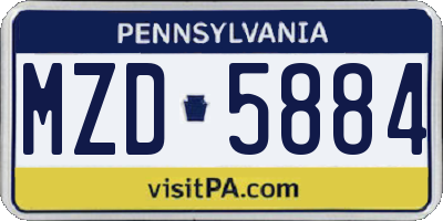 PA license plate MZD5884