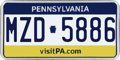 PA license plate MZD5886