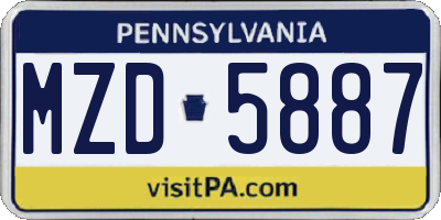 PA license plate MZD5887