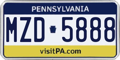 PA license plate MZD5888