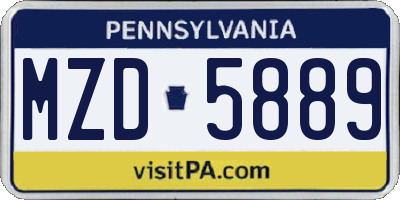 PA license plate MZD5889