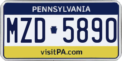 PA license plate MZD5890