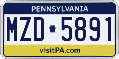 PA license plate MZD5891
