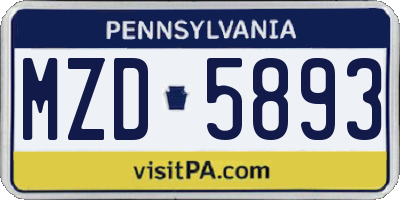 PA license plate MZD5893