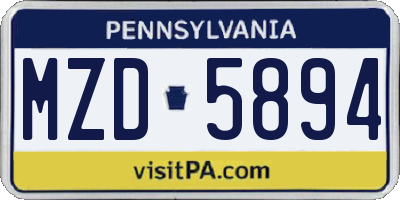 PA license plate MZD5894