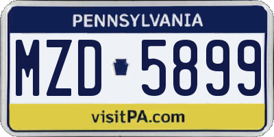 PA license plate MZD5899