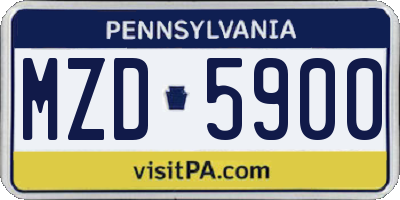 PA license plate MZD5900