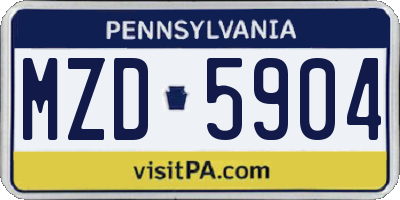 PA license plate MZD5904