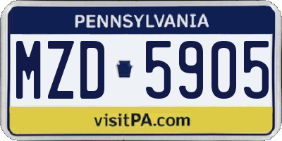 PA license plate MZD5905