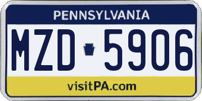 PA license plate MZD5906