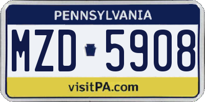 PA license plate MZD5908
