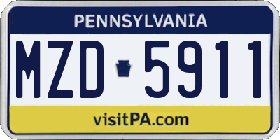 PA license plate MZD5911