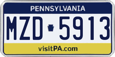 PA license plate MZD5913