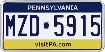 PA license plate MZD5915