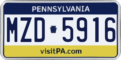 PA license plate MZD5916