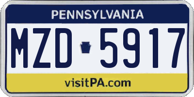 PA license plate MZD5917