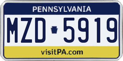 PA license plate MZD5919