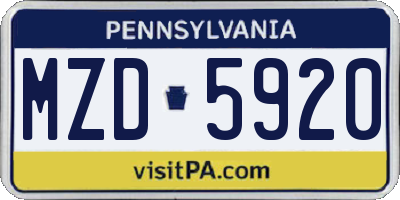 PA license plate MZD5920