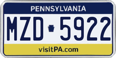 PA license plate MZD5922