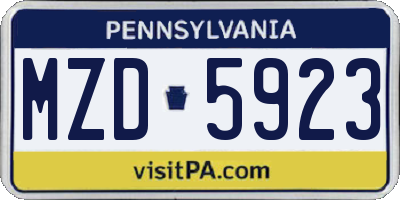 PA license plate MZD5923