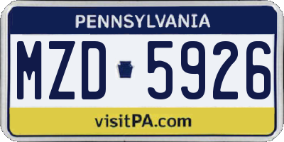 PA license plate MZD5926