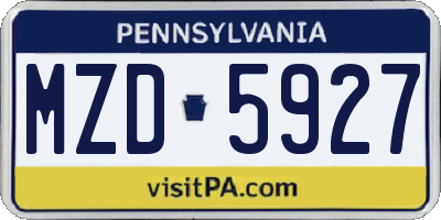 PA license plate MZD5927