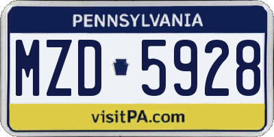 PA license plate MZD5928
