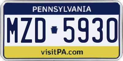PA license plate MZD5930