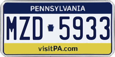 PA license plate MZD5933