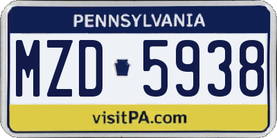 PA license plate MZD5938