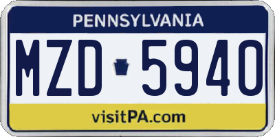 PA license plate MZD5940