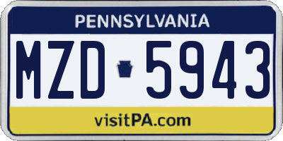 PA license plate MZD5943