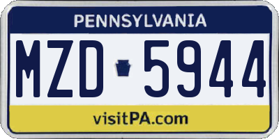 PA license plate MZD5944