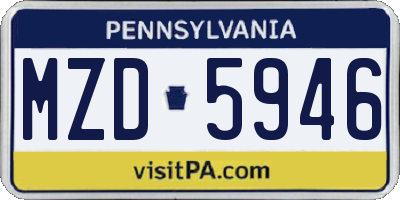 PA license plate MZD5946