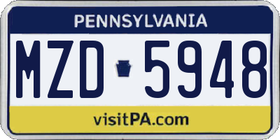 PA license plate MZD5948