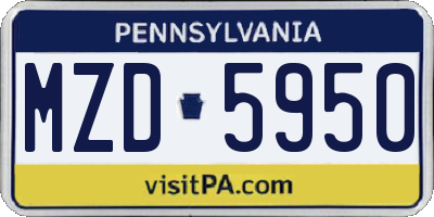 PA license plate MZD5950