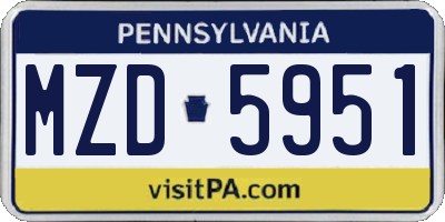 PA license plate MZD5951