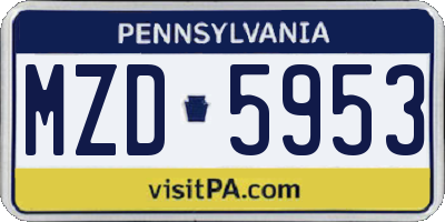 PA license plate MZD5953