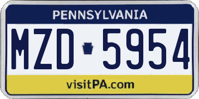 PA license plate MZD5954