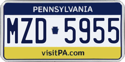 PA license plate MZD5955