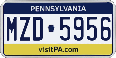 PA license plate MZD5956