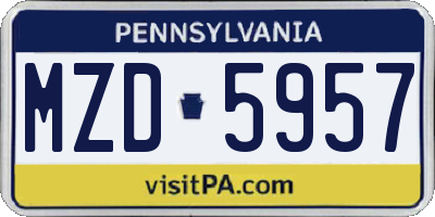 PA license plate MZD5957